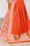 Shop_Naaritva India_Orange Silk Zari Handwoven Lehenga Set _Online_at_Aza_Fashions