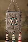 Buy_Bhavna Kumar_Silver Beads, Pearls Antique Mobile Pouch _Online_at_Aza_Fashions