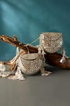 Buy_Bhavna Kumar_Gold Beads, Mirrors Metal Mini Bag _Online_at_Aza_Fashions