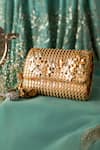 Buy_Bhavna Kumar_Gold Gota Patti, Sequins Embellished Clutch _at_Aza_Fashions