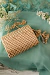 Shop_Bhavna Kumar_Gold Gota Patti, Sequins Embellished Clutch _at_Aza_Fashions