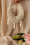Bhavna Kumar_White Beads, Tassels Pearl Crescent Mini Bag _Online_at_Aza_Fashions