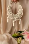 Buy_Bhavna Kumar_White Beads, Tassels Pearl Crescent Mini Bag _Online_at_Aza_Fashions