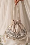 Buy_Bhavna Kumar_Gold Embroidery, Beads Kundan Embellished Potli Bag _at_Aza_Fashions