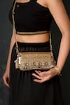 Buy_Bhavna Kumar_Gold Beads, Metallic Thread Woven Silk Designer Clutch _Online_at_Aza_Fashions