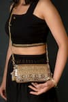 Shop_Bhavna Kumar_Gold Beads, Metallic Thread Woven Silk Designer Clutch _Online_at_Aza_Fashions