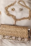 Buy_Bhavna Kumar_Gold Beads, Metallic Thread Woven Silk Designer Clutch 