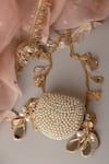 Buy_Bhavna Kumar_White Beads, Mirrors Pearl Metal Mini Bag _Online_at_Aza_Fashions