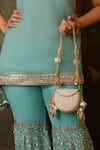 Buy_Bhavna Kumar_White Beads, Mirrors Pearl Metal Mini Bag 