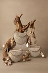 Bhavna Kumar_White Beads, Mirrors Pearl Metal Mini Bag _Online