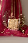 Bhavna Kumar_Gold Sequins, Mirrors, Tassels Designer Mini Clutch _Online_at_Aza_Fashions