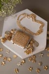 Shop_Bhavna Kumar_Gold Sequins, Mirrors, Tassels Designer Mini Clutch _at_Aza_Fashions