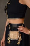 Shop_Bhavna Kumar_Gold Sequins, Mirrors, Tassels Designer Mini Clutch _Online_at_Aza_Fashions