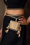 Bhavna Kumar_Gold Sequins, Mirrors, Tassels Designer Mini Clutch _at_Aza_Fashions