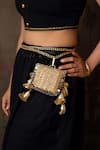 Buy_Bhavna Kumar_Gold Sequins, Mirrors, Tassels Designer Mini Clutch _at_Aza_Fashions