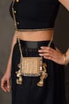 Shop_Bhavna Kumar_Gold Sequins, Mirrors, Tassels Designer Mini Clutch 