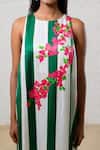Prachi Kamat_Green Modal, Satin Embroidery Round Neck And White Floral Dress _Online_at_Aza_Fashions