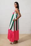 Shop_Prachi Kamat_Green Modal, Satin Embroidery Round Neck And White Floral Dress _Online_at_Aza_Fashions