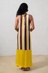 Shop_Prachi Kamat_Brown Modal, Satin Embroidery Round Neck And White Floral Maxi Dress _at_Aza_Fashions