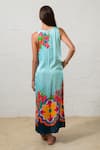 Shop_Prachi Kamat_Blue Modal, Satin Round Neck Floral Print Designer Dress _at_Aza_Fashions