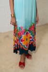 Buy_Prachi Kamat_Blue Modal, Satin Round Neck Floral Print Designer Dress _Online_at_Aza_Fashions