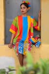 Prachi Kamat_Multi Color Poplin Round Neck Multicolor Designer Dress _at_Aza_Fashions