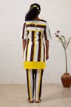 Shop_Prachi Kamat_Brown Poplin Embroidery Round Neck And White Striped Kurta Pant Set _at_Aza_Fashions
