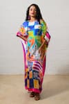 Buy_Prachi Kamat_Multi Color Modal, Satin Round Neck Multicolor Designer Kaftan _Online_at_Aza_Fashions