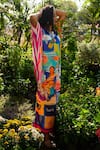Shop_Prachi Kamat_Multi Color Modal, Satin Round Neck Multicolor Designer Kaftan _Online_at_Aza_Fashions