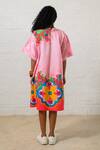 Shop_Prachi Kamat_Pink Poplin Embroidery Round Neck Floral Dress _at_Aza_Fashions