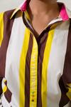 Prachi Kamat_Brown Poplin Collared And White Striped Shirt & Shorts Set _Online_at_Aza_Fashions