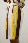 Shop_Prachi Kamat_Brown Poplin Collared And White Striped Shirt & Shorts Set _Online_at_Aza_Fashions