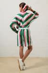 Shop_Prachi Kamat_Green Poplin Collared Striped Shirt And Shorts Set _at_Aza_Fashions