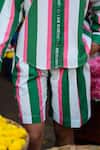 Shop_Prachi Kamat_Green Poplin Collared Striped Shirt And Shorts Set _Online_at_Aza_Fashions