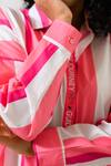 Shop_Prachi Kamat_Pink Poplin Collared Striped Top And Shorts Set _Online_at_Aza_Fashions