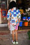 Shop_Prachi Kamat_Multi Color Poplin Collared Multicolor Designer Top And Shorts Set _at_Aza_Fashions