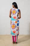 Shop_Prachi Kamat_Multi Color Poplin V-neck Multicolor Printed Kurta And Pant Set _at_Aza_Fashions