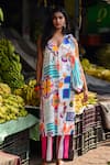 Buy_Prachi Kamat_Multi Color Poplin V-neck Multicolor Printed Kurta And Pant Set _at_Aza_Fashions