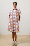 Buy_Prachi Kamat_Multi Color Poplin Collared Multicolor Floral Print Dress _Online_at_Aza_Fashions