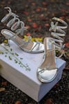 Buy_Shiveen Shiveen_Silver Bows Designer Serenette Heels _at_Aza_Fashions