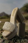 Shiveen Shiveen_Gold Pearls Sable Noir Platform Box Heels _Online_at_Aza_Fashions