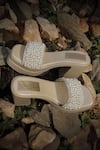 Buy_Shiveen Shiveen_Gold Pearls Sable Noir Platform Box Heels _at_Aza_Fashions