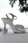Buy_Shiveen Shiveen_Silver Rhinestones Designer Bellezza Heels _Online_at_Aza_Fashions