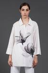 Buy_Samant Chauhan_White Cotton Collared Dark Petal Shirt _Online_at_Aza_Fashions
