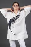 Buy_Samant Chauhan_White Cotton Collared Ink Impact Designer Shirt _at_Aza_Fashions