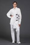 Buy_Samant Chauhan_White Cotton Collared Monochrome Blossom Shirt _at_Aza_Fashions
