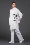 Buy_Samant Chauhan_White Cotton Collared Monochrome Blossom Shirt _Online_at_Aza_Fashions