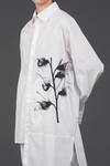 Shop_Samant Chauhan_White Cotton Collared Monochrome Blossom Shirt _Online_at_Aza_Fashions