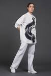 Buy_Samant Chauhan_White Cotton Mandarin Collar Graphic Stroke Shirt _Online_at_Aza_Fashions