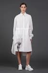 Buy_Samant Chauhan_White Cotton Collared Mono Tulip Shirt Dress _at_Aza_Fashions